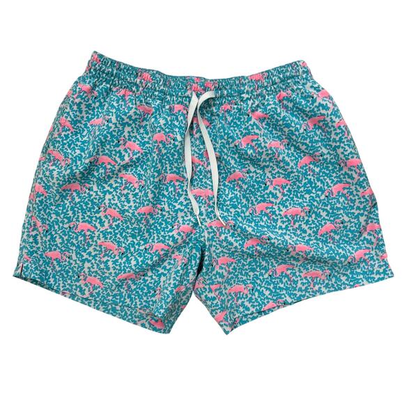 Chubbies The Domingos 5.5" Inseam Stretch Swim Trunks Blue Flamingo Size Large - Picture 3 of 5